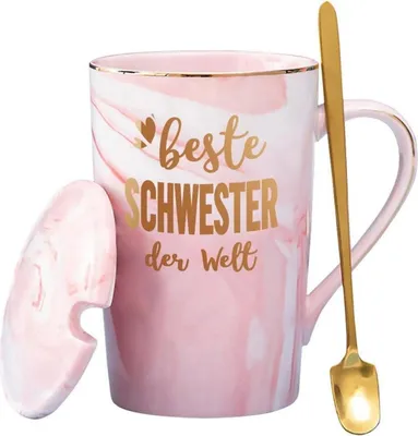 Produktbild von Schwester Geschenk Tasse mit Spruch - Weihnachtskeramikbecher in Geschenkbox