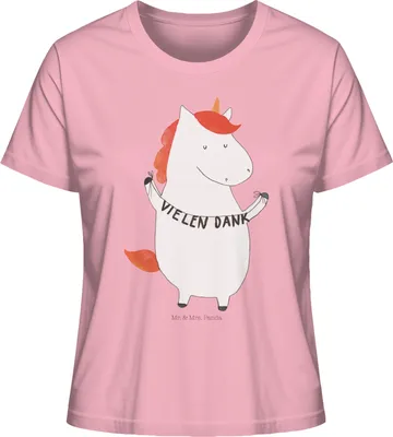 Produktbild von Mr. & Mrs. Panda T-Shirt für Frauen Einhorn Dankeschön Größe L - Baumwolle Pink - Geschenk, damen shirt, Danke, Mit Spruch, Basic, Einhörner, Oberteil, Danksagung, Unicorn