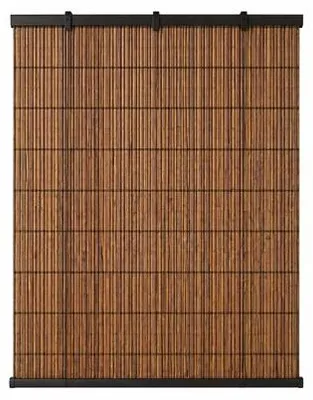 Zdjęcie produktu dla Unyqoos® Panel zasłonowy japoński, 50 x 260 cm, tkanina imitująca bambus, przepuszczająca światło, 1 sztuka, w zestawie taśma samoprzylepna i ciężarek, kolor brązowy