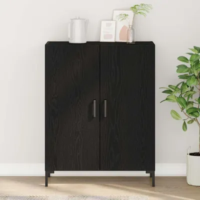 Image de vidaXL Sideboard noir imitation chêne 69,5 x 34 x 90 cm Bois composite