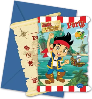 Produktbild von Jake und die Nimmerland Piraten 6 Einladungskarten