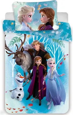 Obrázek produktu pro Jerry Fabrics Bavlněné povlečení 140x200 Frozen Ice Age 3372 Anna Elsa Olaf Krostoff Sven povlak na polštář 70x90
