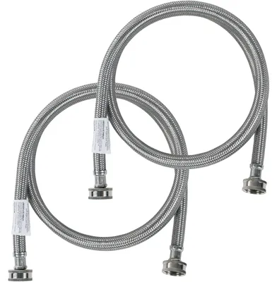 Waschmaschinenschläuche, 2er-Pack, Edelstahl geflochten, 4 ft