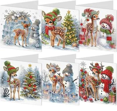 Produktbild von Selbstgemachte Kerstkaarten-Set mit Diamant-Verzierung und Umschlägen