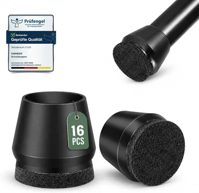 Produktbild von Möbelschoner 16-18 mm, 16 Stück, Schwarze Silikon mit Filz Pads, Für Holzböden
