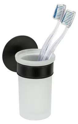 Produktbild von Schöner Wohnen Glas Zahnputzbecherhalter Uno Meleto Schwarz Mundhygiene Badezimmer Pflege