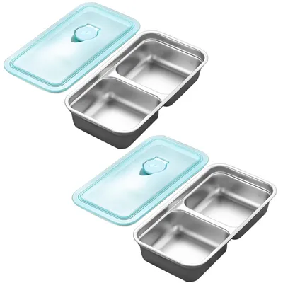 Bento-Box 2er-Set Edelstahl mit Deckel für Kinder