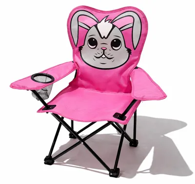 Kinder Anglersessel Pink mit Getränkehalter und Tasche Motiv Hase
