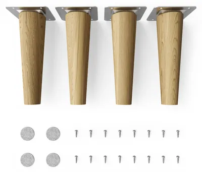 Produktbild von 4x sossai Holzfüße rund - gerade Ausführung 15cm Eiche
