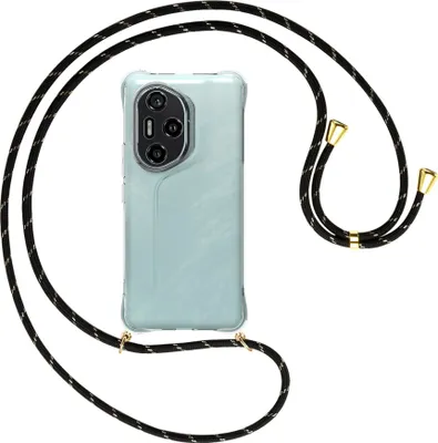Produktbild von Handykette Backcover-Schutzhülle mit Band (Metall goldfarben) für Honor 300 Pro 5G - schwarz/gold