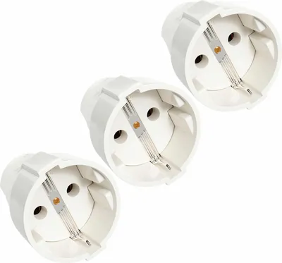 Produktbild von ABSINA 3x Schuko Kupplung weiß mit Zugentlastung - PVC Schutzkontakt Kupplung 230V, 2-polig, 16A & 3,7kW - IP20 Schukokupplung für Innenbereich - Schukokupplungen 230V Kupplung Schuko Kabel Kupplung