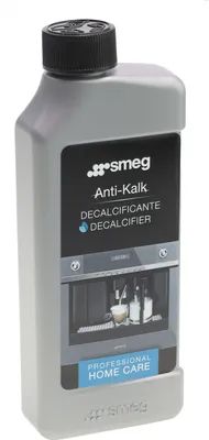 A bottle of Smeg Anti-Kalk descaler for coffee machines.
