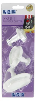Plunjer-Ausstecher-Set Totenkopf, 3-teilig, ABS-Kunststoff