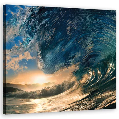 Produktbild von Leinwandbild landschaften - orange 50x50 cm Feeby blau wandbild bereit zum aufhängen