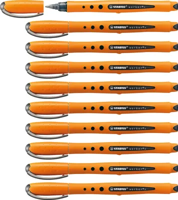 Produktbild von Tintenroller - STABILO worker+ - medium - 10er Pack - schwarz