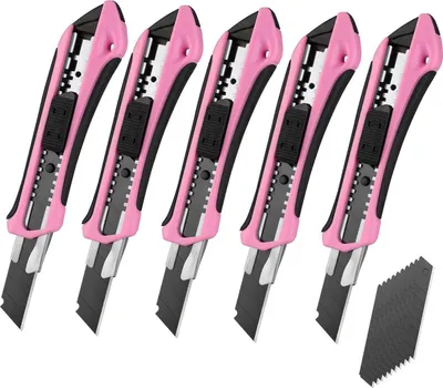 Produktbild von Cuttermesser Set 18mm mit 20 Ersatzklingen SK5 Profi Gummigriff Schneiden Papier Karton