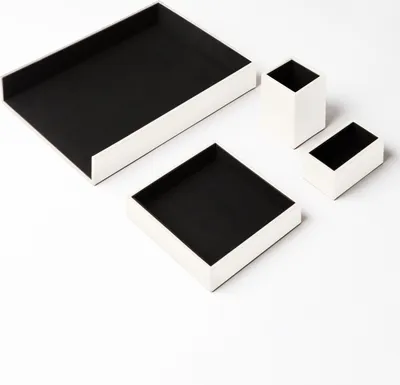 Produktbild von Schreibtischset Leder Weiß - Büro Zubehör Schreibtisch Organizer - Hergestellt in Italien