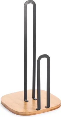 Produktbild von MSV Küchenrollenhalter Design Papierrollenhalter stehend, für die Küche, 16 x 16 x 31 cm, schwarz matt Bambus