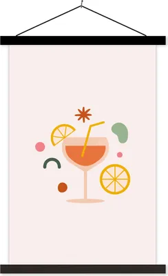 Produktbild von MuchoWow® Textilposter Cocktail - Sommer - Zitrusfrüchte 60x90 cm mit schwarzem Rahmen - Poster Wohnzimmer
