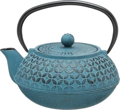 Produktbild von Blaue Gusseisen Teekanne 1l mit Filter