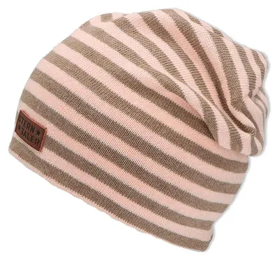 Produktbild von Sterntaler Unisex Slouch Streifle Beanie-Mütze, rosa, 51, 1522200