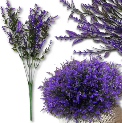 Produktbild von Künstliche lila Blumen, 12 Stück, dekorativer Lavendelstrauß