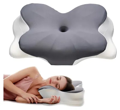 Produktbild von Nackenstützkissen für Nacken und Schultern, ergonomisches Memory-Schaumkissen mit waschbarem Bezug - Grau