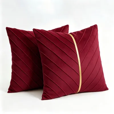 Immagine prodotto di Coperte per cuscini in velluto, colore bordeaux/rosso carminio, 50 x 50 cm, confezione da 2 pezzi