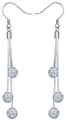 Produktbild von Yumilok 925 Sterling Silber Kristallkugeln Quaste Ohrhänger Ohrringe Hypoallerge