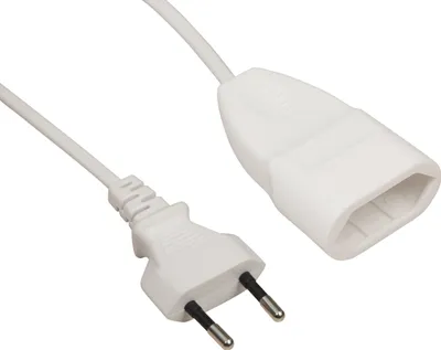 Produktbild von Euro-Verlängerungskabel McPower, weiß, 5,0m, 2x0,75 mm², Stecker/Kupplung