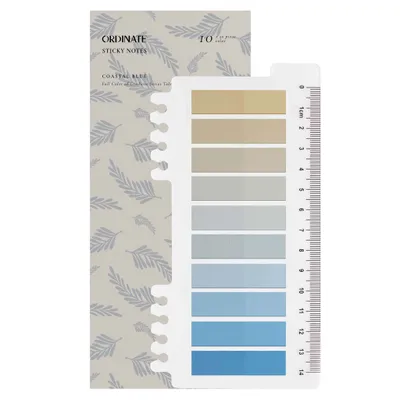 Produktbild von Ordinate-Coastal Blue | 200 Stück Sticky Notes | Transparent Haftnotizen zum Markieren | Haftstreifen | Seitenmarkieren | Haftnotizzettel