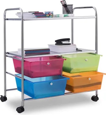 Produktbild von COSTWAY Rollcontainer Badrollwagen Schubladen Küchenwagen Rollwagen Haushaltswagen Mobiler Aufbewahrungswagen Frisierwagen Beistellwagen mit Rollen Badtrolley 62 x 37 x74cm