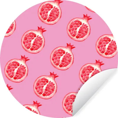 Produktbild von MuchoWow® Runde Wandtattoo - Wandsticker Tapete Aufkleber Obst - Rosa - Schablonen Ø 80 cm Selbstklebend und Repositionierbar - Wandaufkleber - Kreis - Mauerkreis - Wand Bilder - Wandsticker - Wohnzimmer Dekoration - Dekoration für die Wände - Aluminium - Babyzimmer