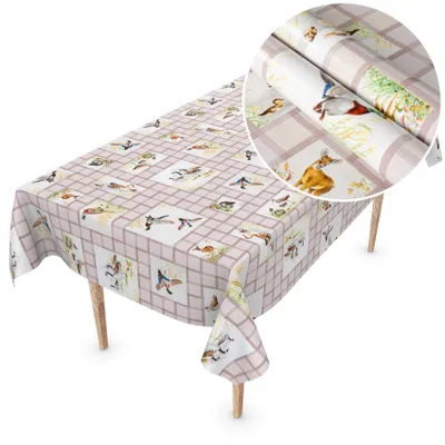 Produktbild von ANRO Tischdecke Wachstuch Haus- & Gartentischdecke Jagt Vögel Ente Braun 140x180 cm
