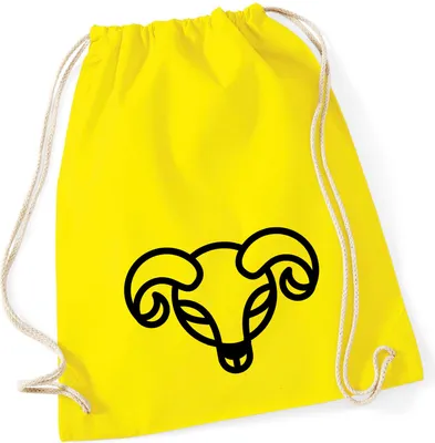 Produktbild von Huuraa Turnbeutel Widder Sternzeichen Symbol 12 Liter Yellow Baumwolle Rucksack Geschenkidee