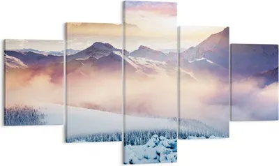 Produktbild von Bild auf Leinwand - Leinwandbild - Berge Schnee Winter - 125x70cm - Wand Bild - Wanddeko - Leinwanddruck - Bilder - Kunstdruck - Wanddekoration - Leinwand bilder - Wandkunst - EA125x70-3596