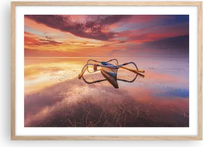Produktbild von Gerahmtes Poster - Rahmen in heller Eiche - £ódŸ Westen Die Sonne - 70x50 cm - Wand Bild - Wanddeko - Wandbilder - Kunstposter - Wandposter - Bilderrahmen - Bilder - Kunstdruck - P2NAA70x50-4433