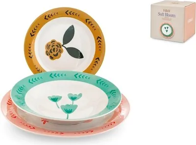 Produktbild von 18-teiliges, dekoriertes Porzellan-Geschirrset „Soft Bloom“