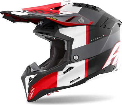 Produktbild von Airoh Aviator 3 Monarch Motocross Helm, schwarz matt/grau/rot, M (57/58)