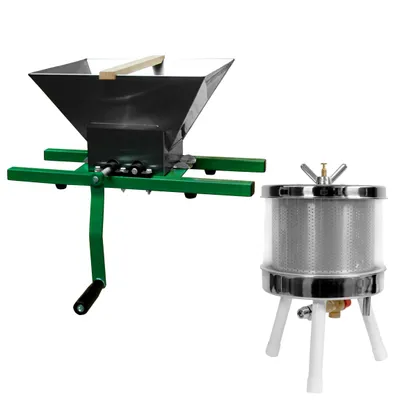 Produktbild von Saftherstellung Set Obstmühle 7 ltr Edelstahltrichter+ 6 Liter Wasserdruckpresse