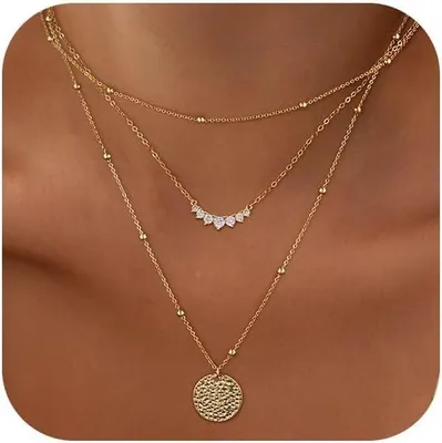 Produktbild von Damen Goldkette 3-teilig, 14 Karat Gold, mit Silber, trendiger Choker, für jeden Anlass