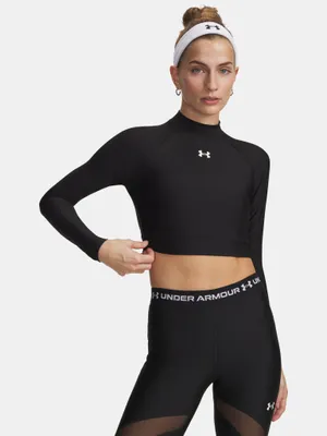 Image de T-shirt court à manches longues Under Armour HeatGear pour femme, couleur noire, taille L