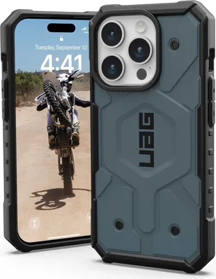 Produktbild von Urban Armor Gear Pathfinder Magsafe, Cover, Apple, iPhone 15 Pro, 15,5 cm (6.1"), Schwarz, Blau