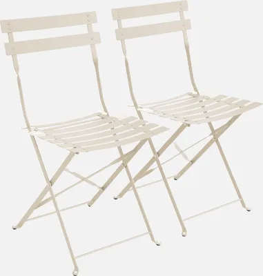 Immagine prodotto di Set 2 sedie da giardino bistrot pieghevole in metallo, Beige