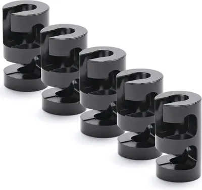 Image de 5 pièces pinces pour mur et plafond, support de câble comme fixation au plafond pour câbles textiles, deux guides, (Ø 20 mm), hauteur 34 mm, noir