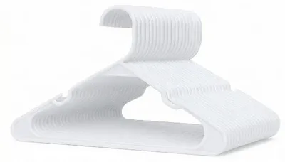 Immagine prodotto di Appendiabiti in plastica JustValue – 50 pezzi – con intagli – leggeri – bianchi
