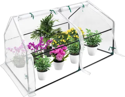 Produktbild von TRMLBE Gewächshaus 180x90x90cm Kleinnes Zimmergewächshaus Tomaten Foliengewächshaus Verzinktes Rohr Anzucht Tomatengewächshaus, Weiß Netzabdeckung Typ