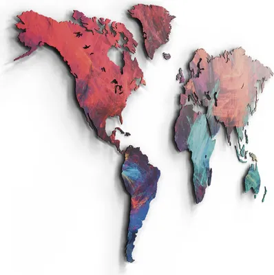 Immagine prodotto di Giallobus - Mappa del mondo - Crazy strokes - decorazione da parete in legno Mdf - 190L x 105l cm - Legno Mdf – Crazystrokes – Colorato