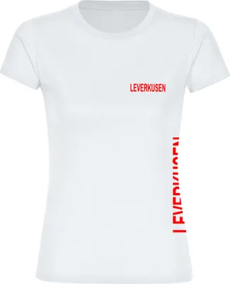 Produktbild von multifanshop Damen T-Shirt - Leverkusen - Brust & Seite, weiß, Größe M