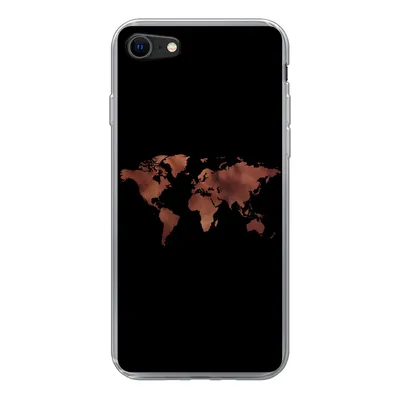Produktbild von MuchoWow® Handyhülle Schutzhülle Hülle für iPhone 7 Weltkarte - Leder - Schwarz Silikon Softcase Handy Hülle - Kartenhalter